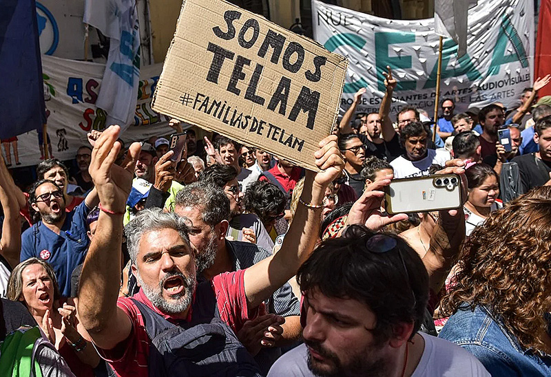 El cierre de Télam volvió a unir en las calles al campo popular El cierre de Télam volvió a unir en las calles al campo popular