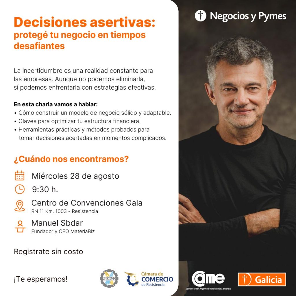 Invitan a la Jornada “Decisiones asertivas: protegé tu negocio en tiempos desafiantes”