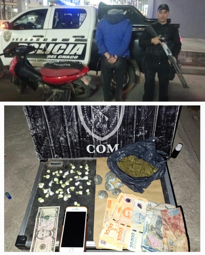 Durante la madrugada, interceptaron a un motociclista con droga en su poder