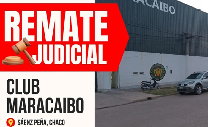 El 6 de Febrero se rematará el Club Maracaibo de Sáenz Peña El 6 de Febrero se rematará el Club Maracaibo de Sáenz Peña