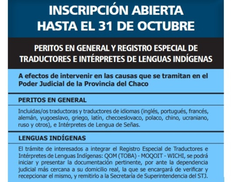 Convocatoria para el registro de peritos y el de traductores e intérpretes de lenguas indígenas Convocatoria para el registro de peritos y el de traductores e intérpretes de lenguas indígenas
