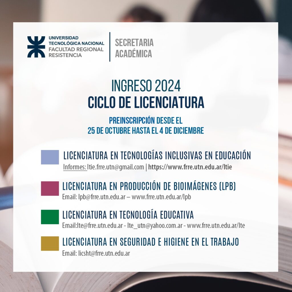 UTN: continúa abierta la inscripción 2024 a carreras de grado, tecnicaturas y ciclos de licenciatura UTN: continúa abierta la inscripción 2024 a carreras de grado, tecnicaturas y ciclos de licenciatura