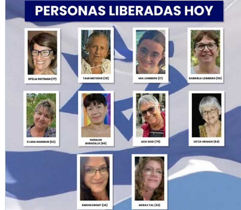 Cuatro argentinas entre los 10 rehenes liberados este martes por Hamas Cuatro argentinas entre los 10 rehenes liberados este martes por Hamas