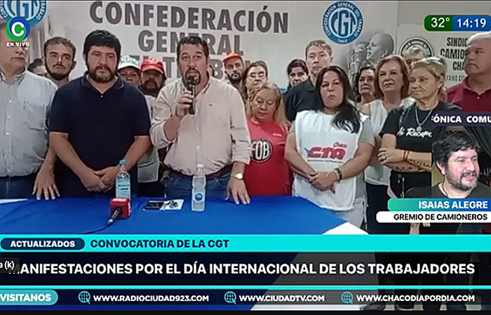 CGT Chaco convocó a movilizarse este 1° de Mayo: “No es un día para festejar con tantos compañeros en la calle” CGT Chaco convocó a movilizarse este 1° de Mayo: “No es un día para festejar con tantos compañeros en la calle”