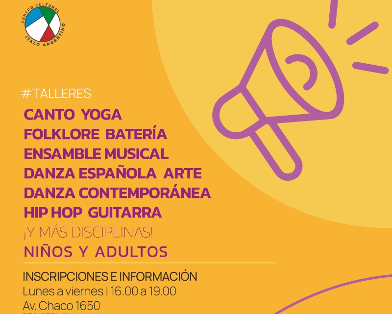Talleres para niños y adultos en el Centro Cultural Ítalo Argentino Talleres para niños y adultos en el Centro Cultural Ítalo Argentino
