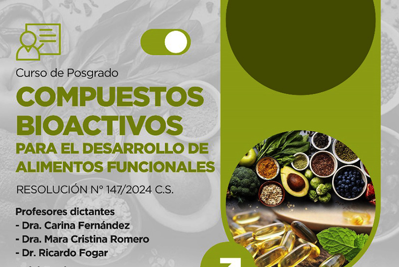 Abren inscripciones para el Curso “Compuestos bioactivos para el desarrollo de alimentos funcionales” Abren inscripciones para el Curso “Compuestos bioactivos para el desarrollo de alimentos funcionales”
