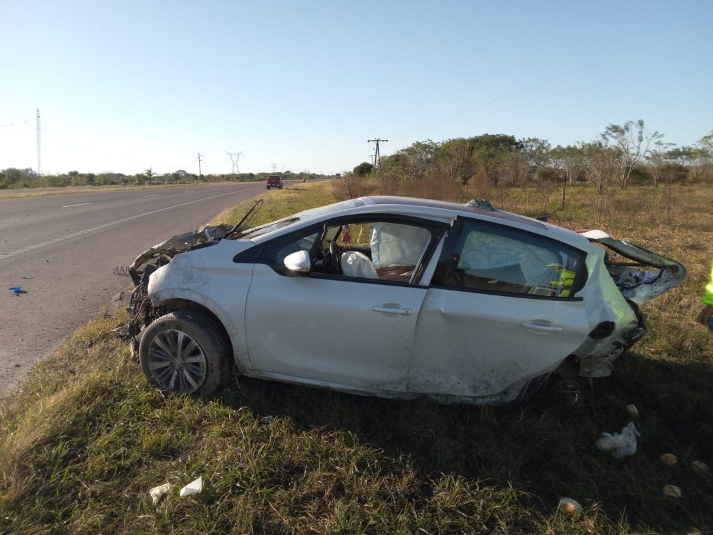 Despiste y vuelco en Ruta Nacional 16, cerca de Makallé