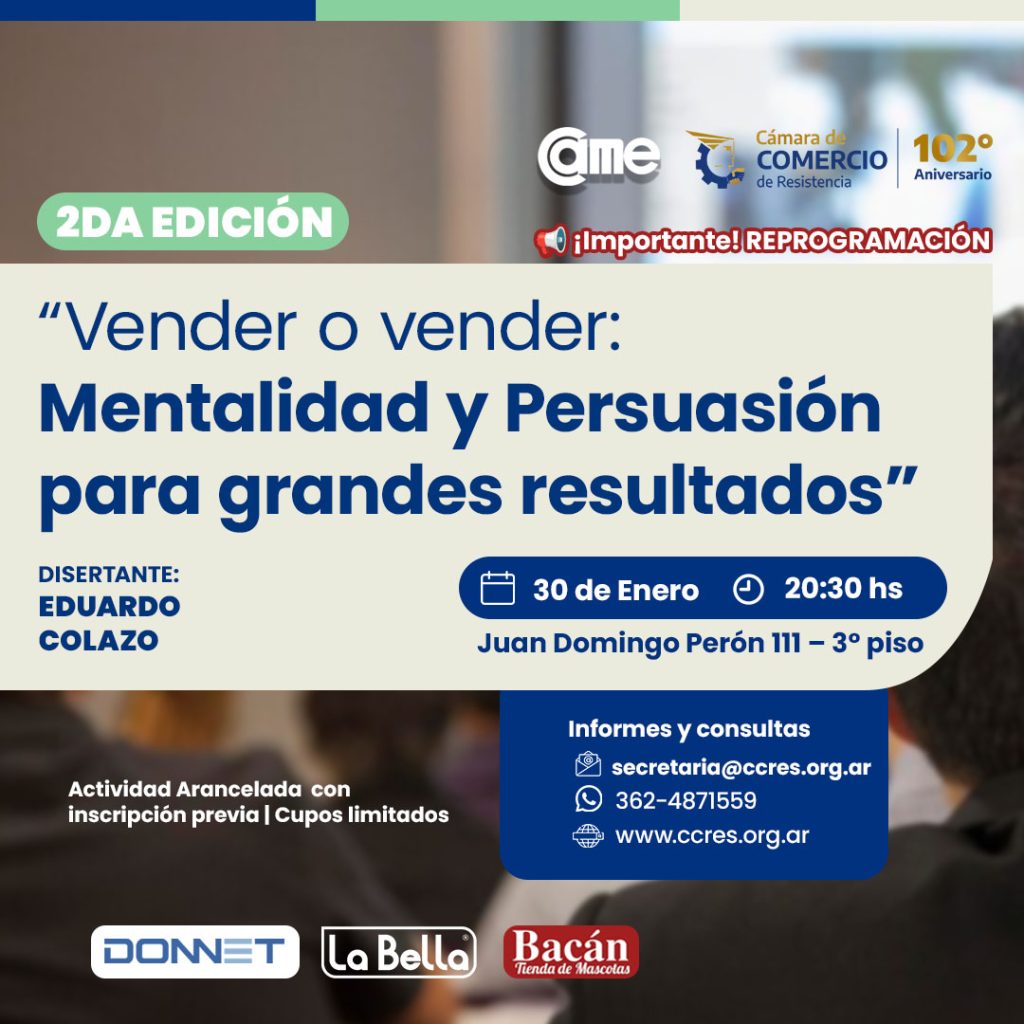 La Cámara de Comercio de Resistencia reprograma la Capacitación sobre Ventas