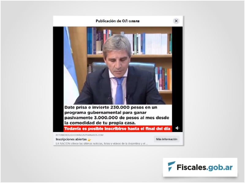 Alertan por estafas en las que se usa la imagen del ministro de Economía para promocionar un falso proyecto de inversión Alertan por estafas en las que se usa la imagen del ministro de Economía para promocionar un falso proyecto de inversión
