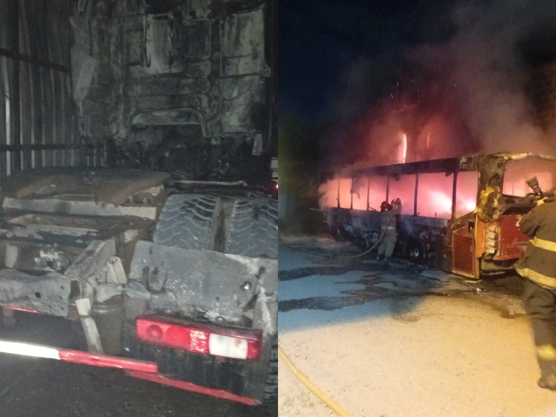 Incendio en galpón de Resistencia: un colectivo y un camión fueron consumidos por el fuego Incendio en galpón de Resistencia: un colectivo y un camión fueron consumidos por el fuego