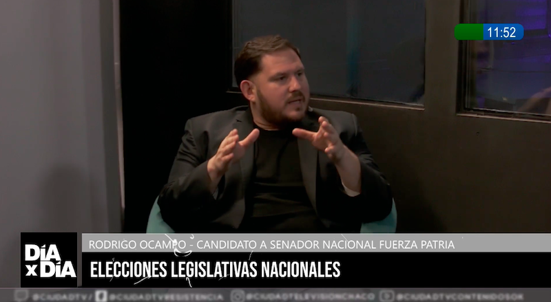 Rodrigo Ocampo, candidato a senador: “La discusión hoy pasa por Chaco o Milei” Rodrigo Ocampo, candidato a senador: “La discusión hoy pasa por Chaco o Milei”