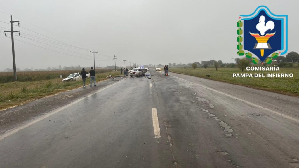 Pampa del Infierno: tres fallecidos tras un grave choque en ruta 16
