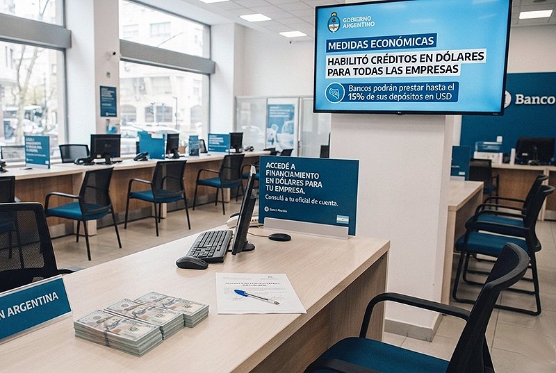 El Gobierno habilitó créditos en dólares para todas las empresas: bancos podrán prestar hasta el 15% de sus depósitos El Gobierno habilitó créditos en dólares para todas las empresas: bancos podrán prestar hasta el 15% de sus depósitos