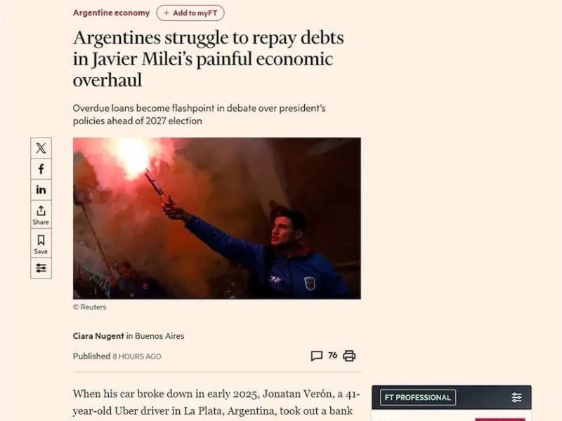 “Están luchando por pagar deudas”: Financial Times advirtió por la morosidad récord en Argentina “Están luchando por pagar deudas”: Financial Times advirtió por la morosidad récord en Argentina
